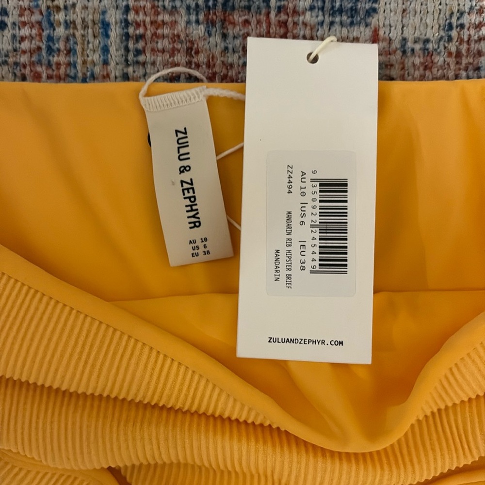 Zulu & Zephyr Mandarin Rib Hipster Brief Bikini Bottoms SZ US 6 NWT - Picture 4 of 4